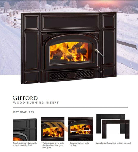 Vermont Castings Gifford Cast Iron Wood Burning Fireplace Insert - GIFFORD-CB