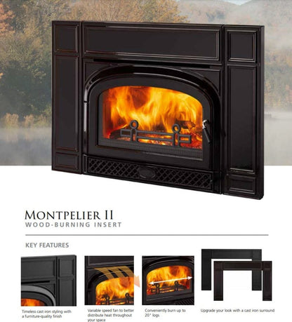 Vermont Castings Montpelier II Cast Iron Wood Burning Fireplace Insert - MONTP-II-CB