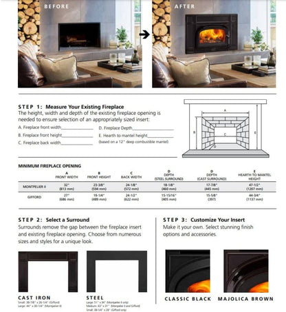 Vermont Castings Montpelier II Cast Iron Wood Burning Fireplace Insert - MONTP-II-CB
