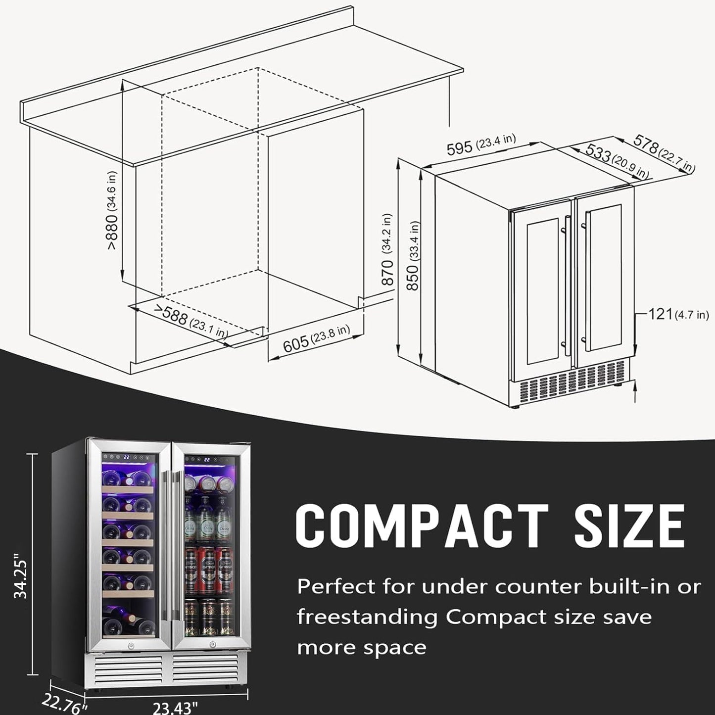 Antarctic Star 24 Inch Wine and Beverage Refrigerator - W51115