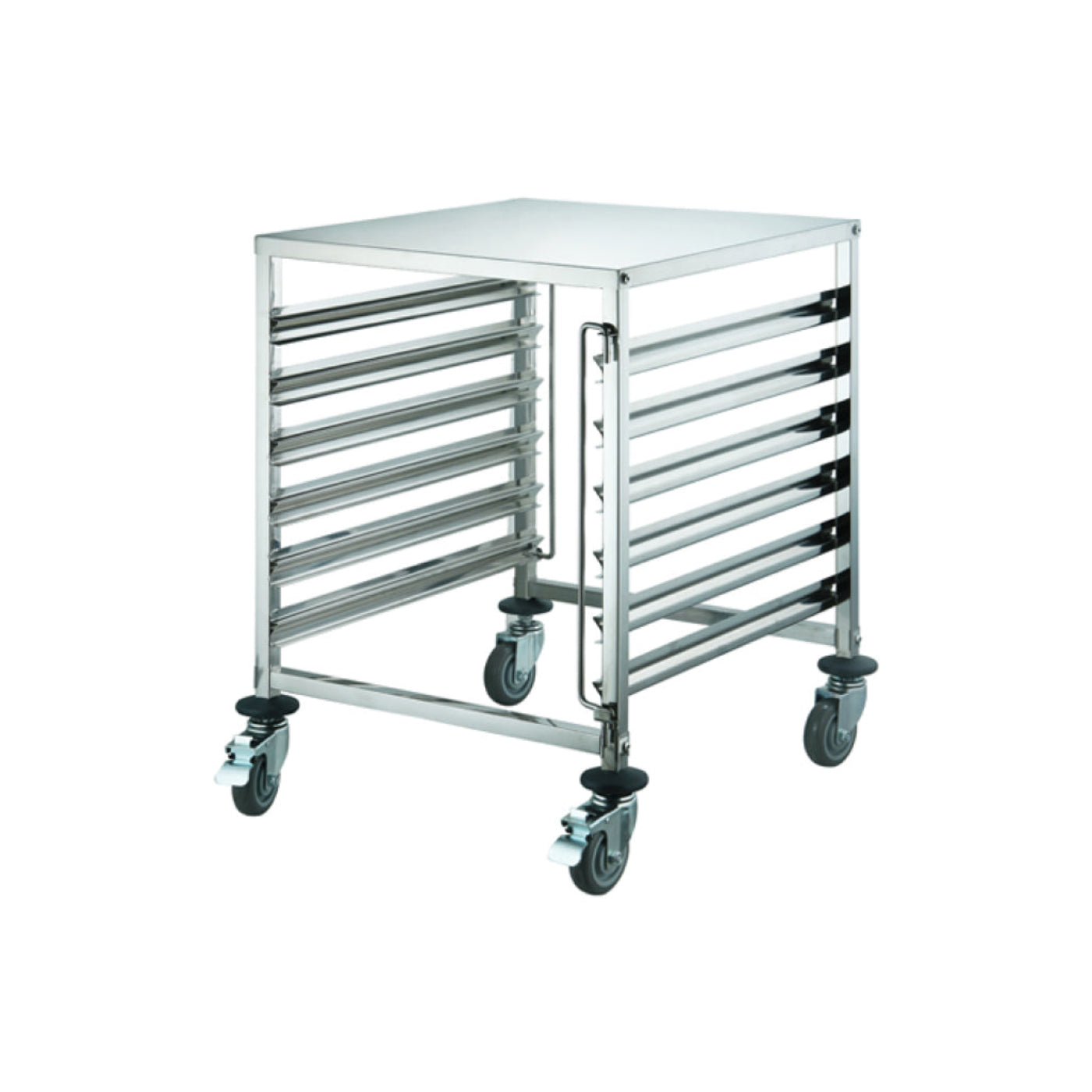 Winco SRK-12D 12-Tier Stainless Steel Side-Load Steam Table Pan / Food Tray Racks with Brakes - WNSRK-12D