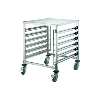 Winco SRK-12D 12-Tier Stainless Steel Side-Load Steam Table Pan / Food Tray Racks with Brakes - WNSRK-12D