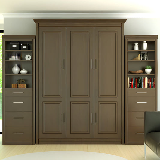 Queen Murphy Bed w/ Storage Cabinets, Walnut, by Leto Muro