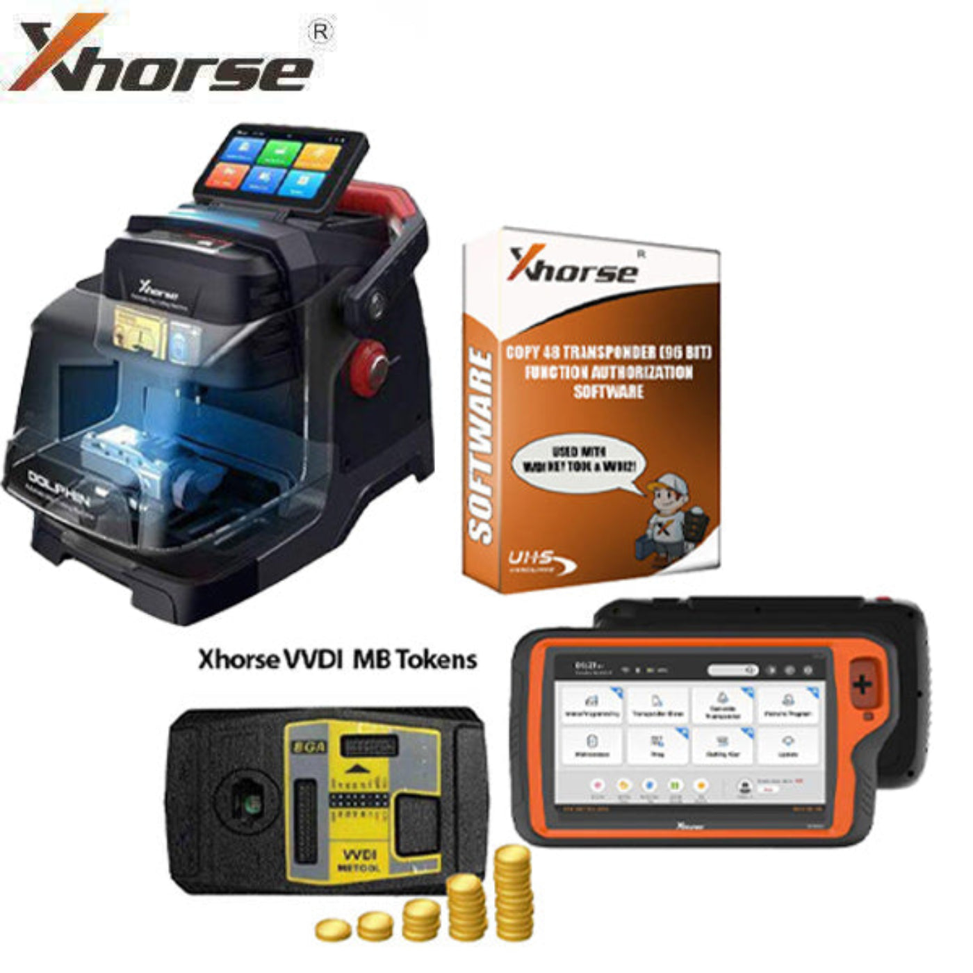 Xhorse Complete Cut & Programming Bundle, Dolphin II XP-005L Key Cutter & VVDI Key Tool PLUS Tablet – XHS-DLPN2KTP