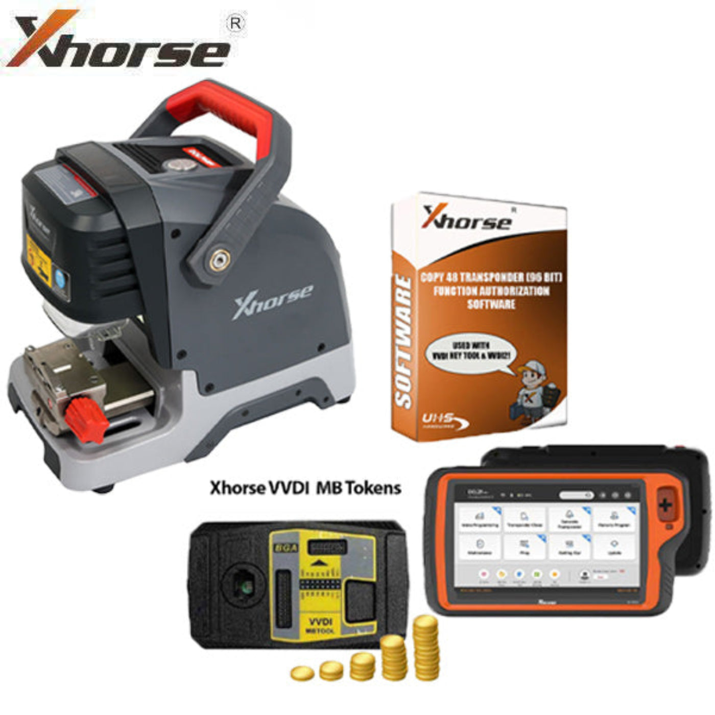 Xhorse - Complete Cut & Programming Bundle - Condor XC Dolphin XP-005 High Sec Portable Key Cutting Machine & VVDI Key Tool PLUS Tablet - XHS-DLPNKTP