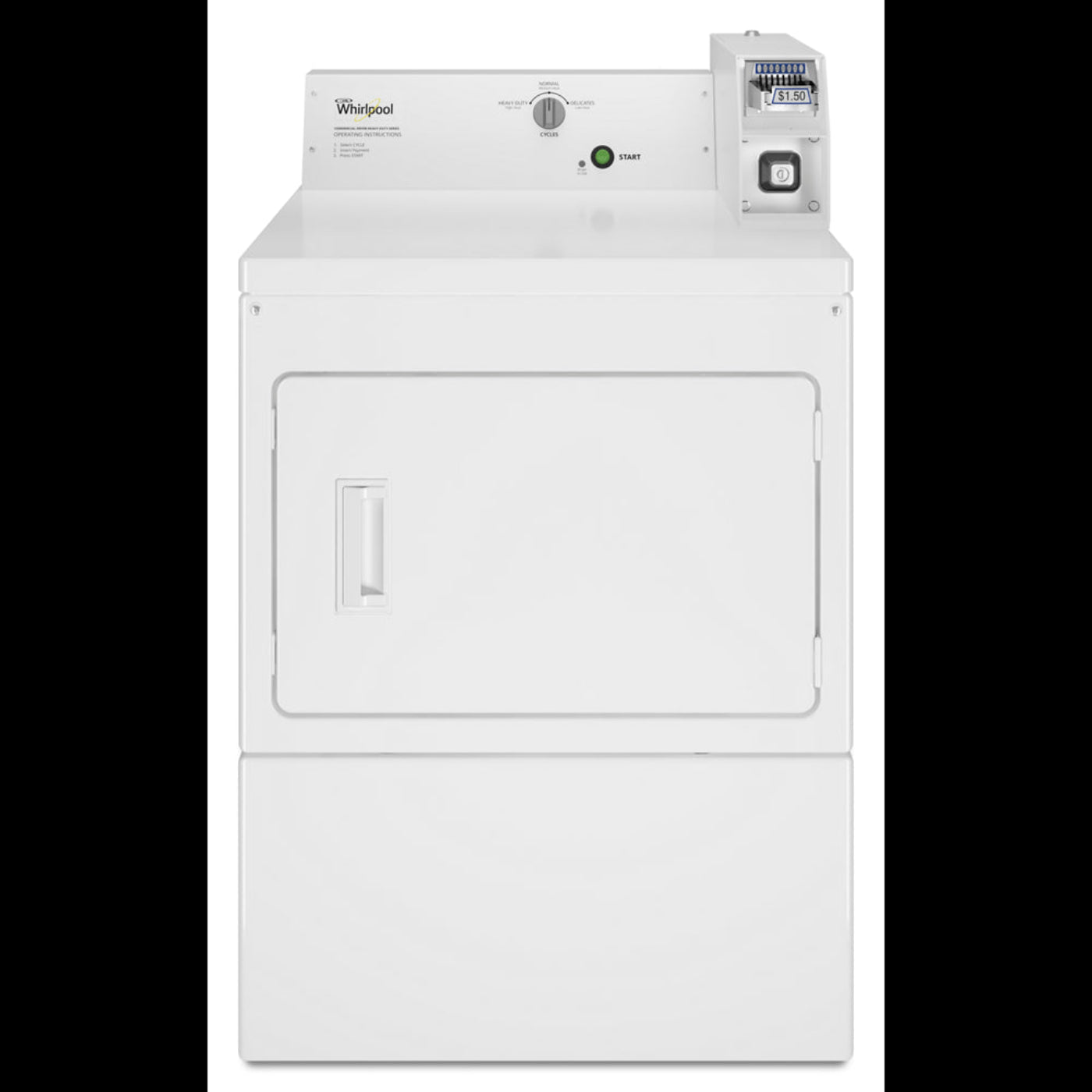 WHIRLPOOL CEM2745FQ Commercial Electric Super-Capacity Dryer, Coin-Slide and Coin-Box White - CEM2745FQ-KT