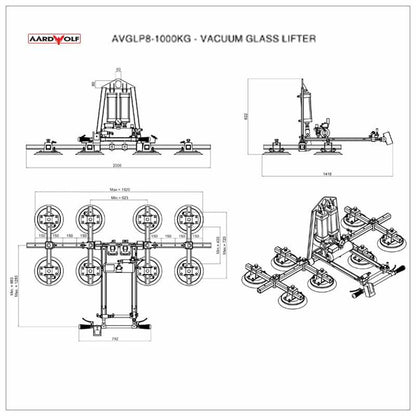 Aardwolf Vacuum Glass Lifter 800kg - AVGLP8