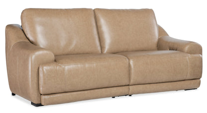 Modway Furniture Wayward Power Sofa - Luxurious Power Recline & Adjustable Headrest in Latte Leather for Relaxation