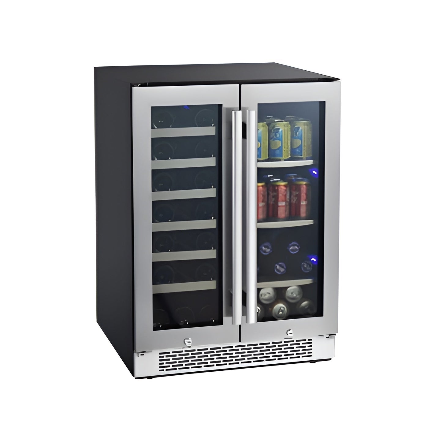 Avallon 24 Inch Wide 21 Bottle and 60 Can Capacity Built-In Wine Cooler and Beverage Center Combo - AWBC241GGFD