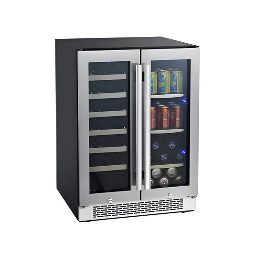 Avallon 24 Inch Wide 21 Bottle and 60 Can Capacity Built-In Wine Cooler and Beverage Center Combo - AWBC241GGFD
