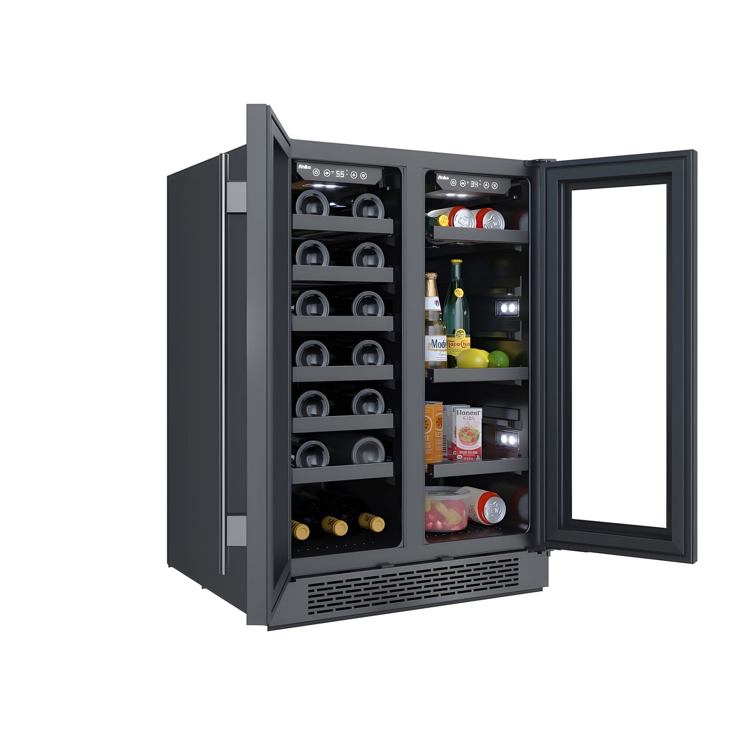 Avallon 24 Inch Wide 21 Bottle Capacity and 64 Can Capacity Undercounter Wine and Beverage Cooler - AWBC242GGFDBLSS