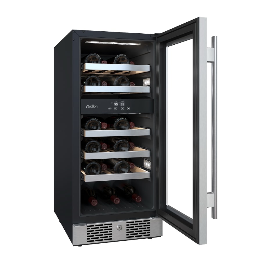 Avallon 15 Inch Wide 23 Bottle Capacity Dual Zone Wine Cooler with Right Swing Door Model - AWC152DZRH