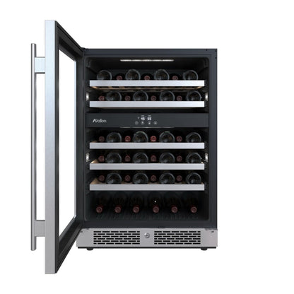 Avallon 24 Inch Wide 45 Bottle Capacity Dual Zone Wine Cooler with Left Swing Door - AWC242DPRGLH