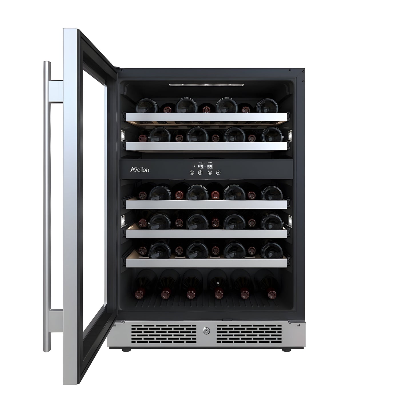 Avallon 24 Inch Wide 45 Bottle Capacity Dual Zone Wine Cooler with Left Swing Door - AWC242DZLH