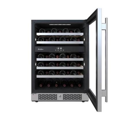 Avallon 24 Inch Wide 46 Bottle Capacity Dual Zone Wine Cooler with Right Swing Door - AWC242DZRH