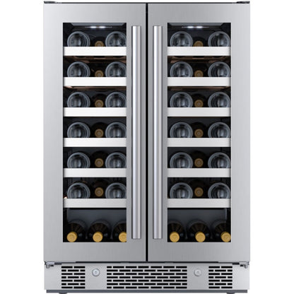Avallon 24 Inch Wide 42 Bottle Capacity French Door Wine Cooler with LED Lighting - AWC242FD