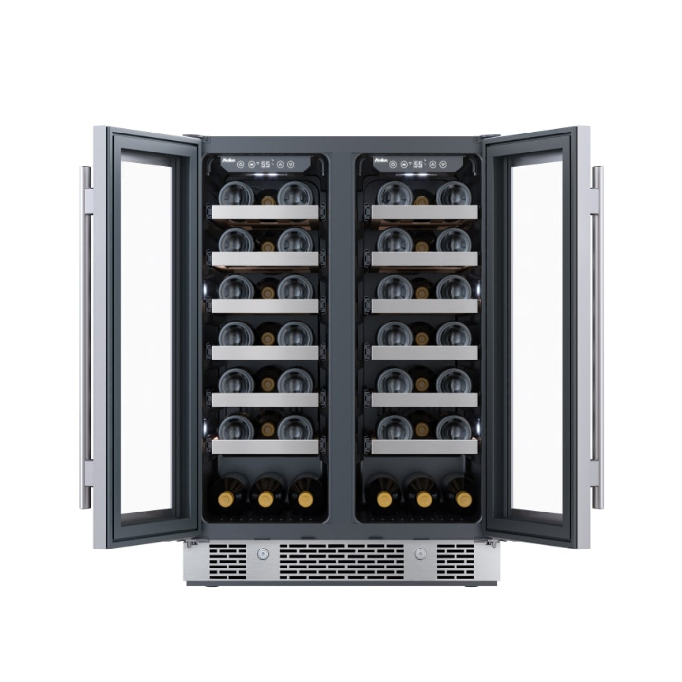 Avallon 24 Inch Wide 42 Bottle Capacity French Door Wine Cooler with LED Lighting - AWC242FD