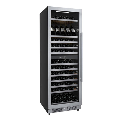 Avallon 24 Inch Wide 140 Bottle Capacity Built-In or Free Standing Wine Cooler with Wood Shelves, Dual Zone Cooling, Door Alarm, Door Lock and Energy Star Rated - AWC243TDZLHA