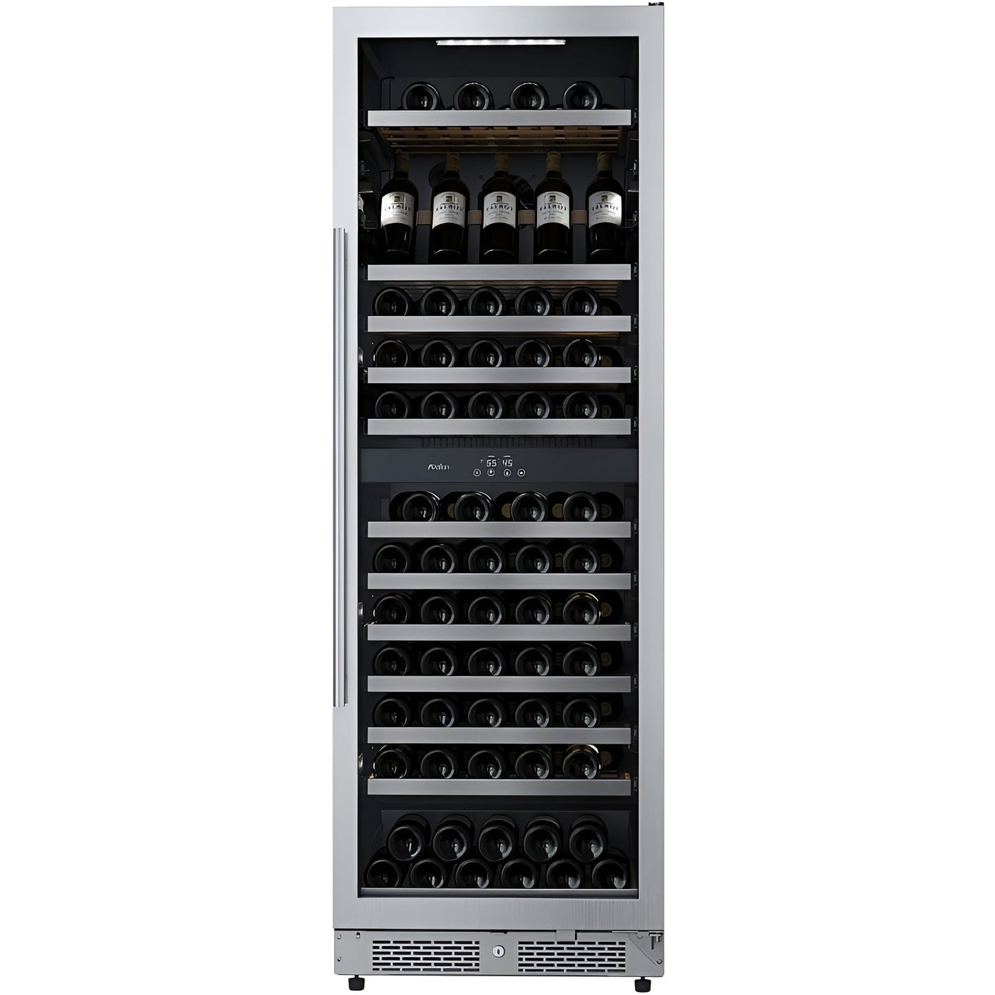 Avallon 24 Inch Wide 140 Bottle Capacity Built-In or Free Standing Wine Cooler with Wood Shelves, Dual Zone Cooling, Door Alarm, Door Lock and Energy Star Rated - AWC243TDZRHA