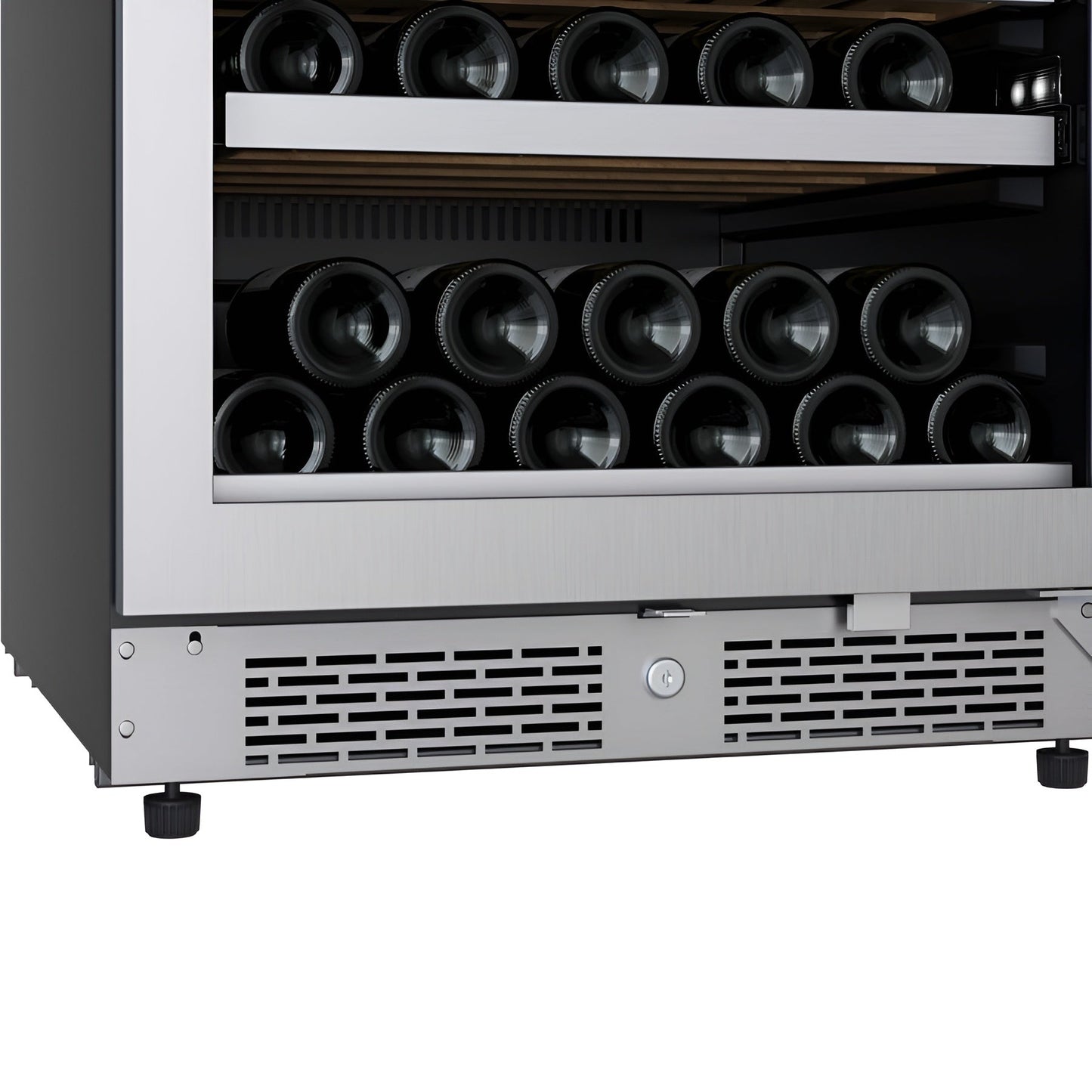 Avallon 24 Inch Wide 140 Bottle Capacity Built-In or Free Standing Wine Cooler with Wood Shelves, Dual Zone Cooling, Door Alarm, Door Lock and Energy Star Rated - AWC243TDZLHA