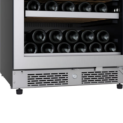 Avallon 24 Inch Wide 140 Bottle Capacity Built-In or Free Standing Wine Cooler with Wood Shelves, Dual Zone Cooling, Door Alarm, Door Lock and Energy Star Rated - AWC243TDZLHA