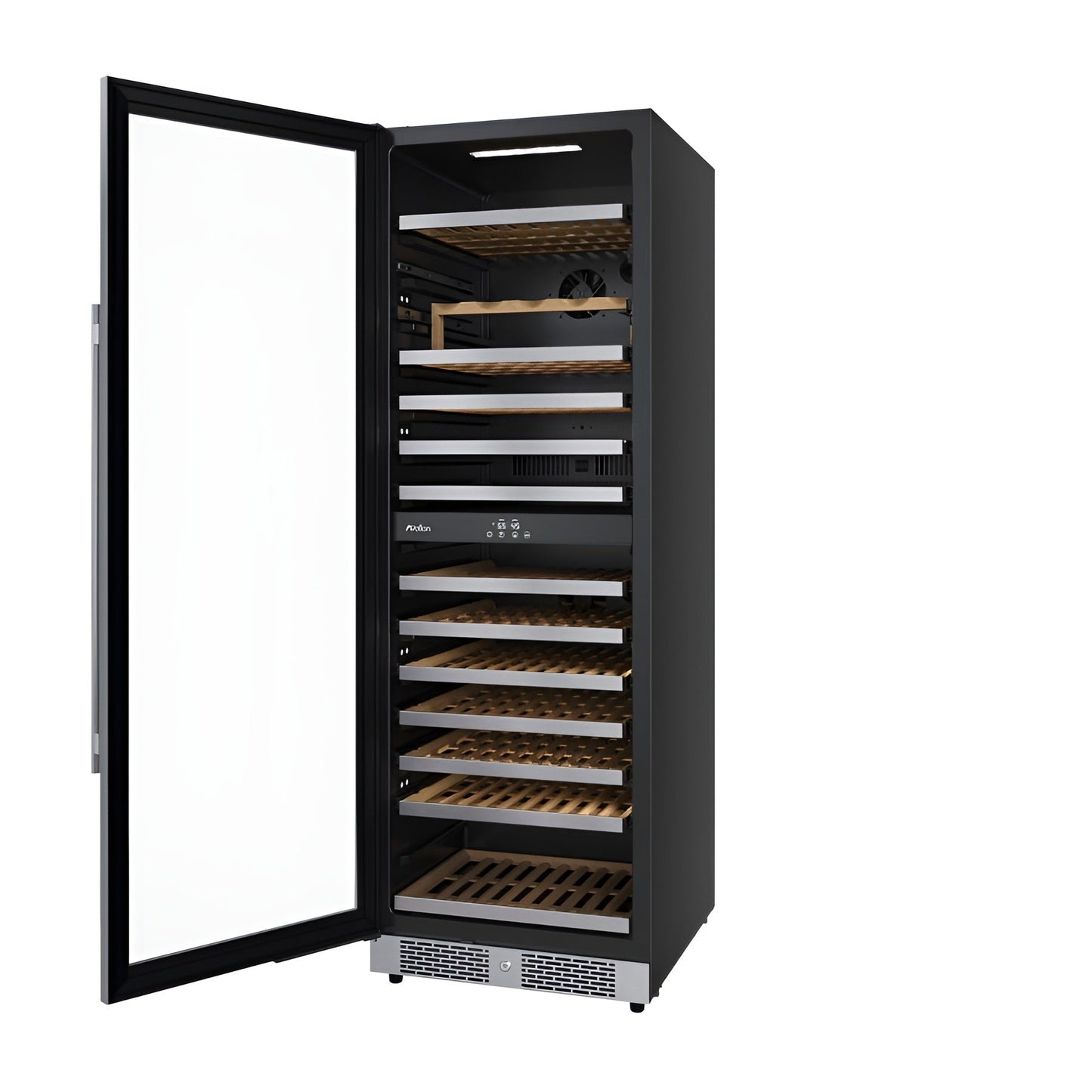 Avallon 24 Inch Wide 140 Bottle Capacity Built-In or Free Standing Wine Cooler with Wood Shelves, Dual Zone Cooling, Door Alarm, Door Lock and Energy Star Rated - AWC243TDZLHA