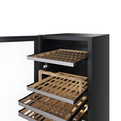 Avallon 24 Inch Wide 140 Bottle Capacity Built-In or Free Standing Wine Cooler with Wood Shelves, Dual Zone Cooling, Door Alarm, Door Lock and Energy Star Rated - AWC243TDZLHA