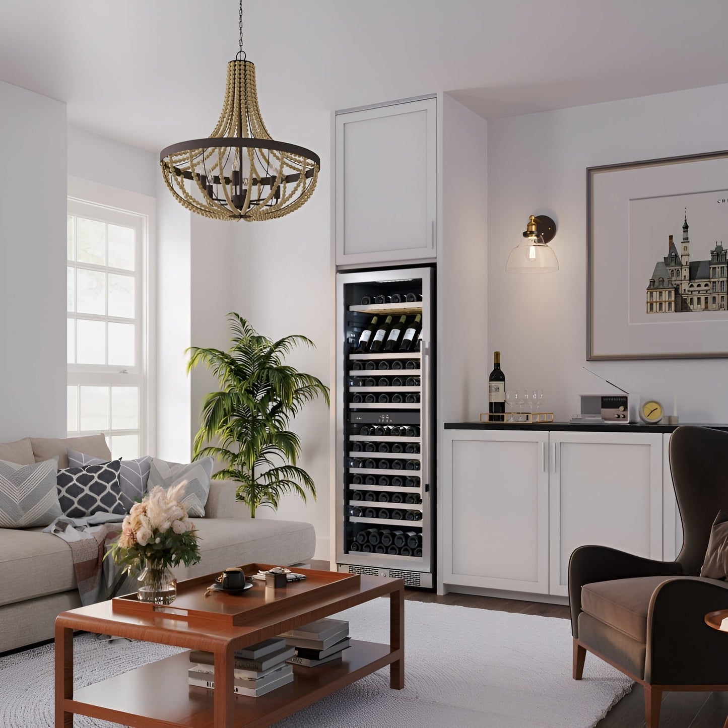 Avallon 24 Inch Wide 140 Bottle Capacity Built-In or Free Standing Wine Cooler with Wood Shelves, Dual Zone Cooling, Door Alarm, Door Lock and Energy Star Rated - AWC243TDZLHA