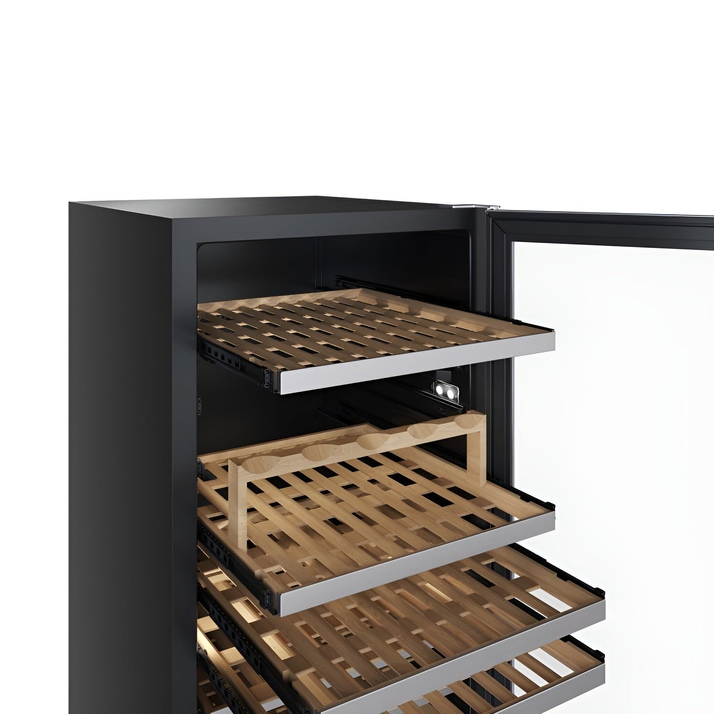 Avallon 24 Inch Wide 140 Bottle Capacity Built-In or Free Standing Wine Cooler with Wood Shelves, Dual Zone Cooling, Door Alarm, Door Lock and Energy Star Rated - AWC243TDZRHA