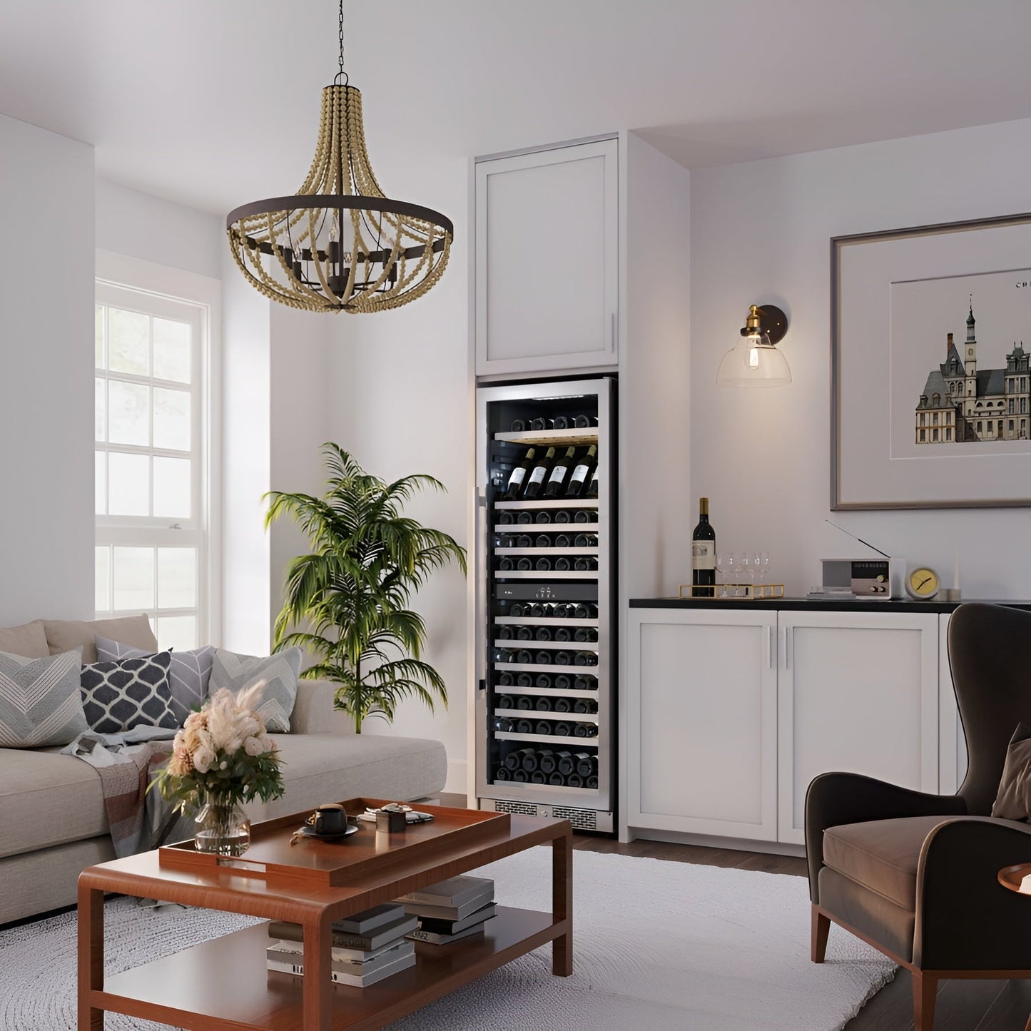 Avallon 24 Inch Wide 140 Bottle Capacity Built-In or Free Standing Wine Cooler with Wood Shelves, Dual Zone Cooling, Door Alarm, Door Lock and Energy Star Rated - AWC243TDZRHA