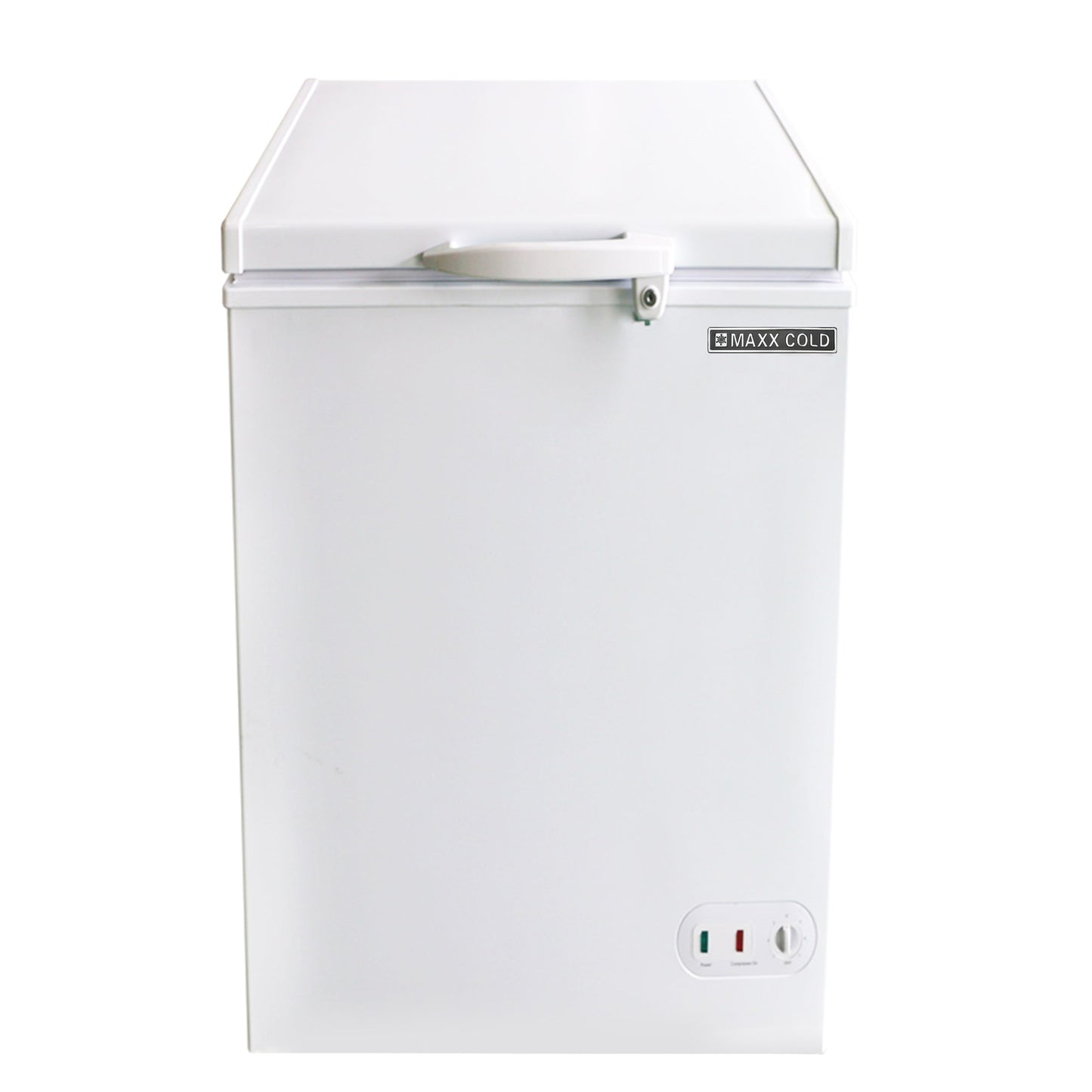 Maxx Cold Compact Chest Freezer with Solid Top, 22.8"W, 3.4 cu. ft. Storage Capacity, Locking Lid, Garage Ready, in White - MXSH3.4SHC