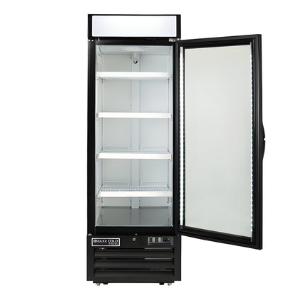 Maxx Cold V-Series Single Glass Door Merchandiser Refrigerator, in Black - MVMR23B