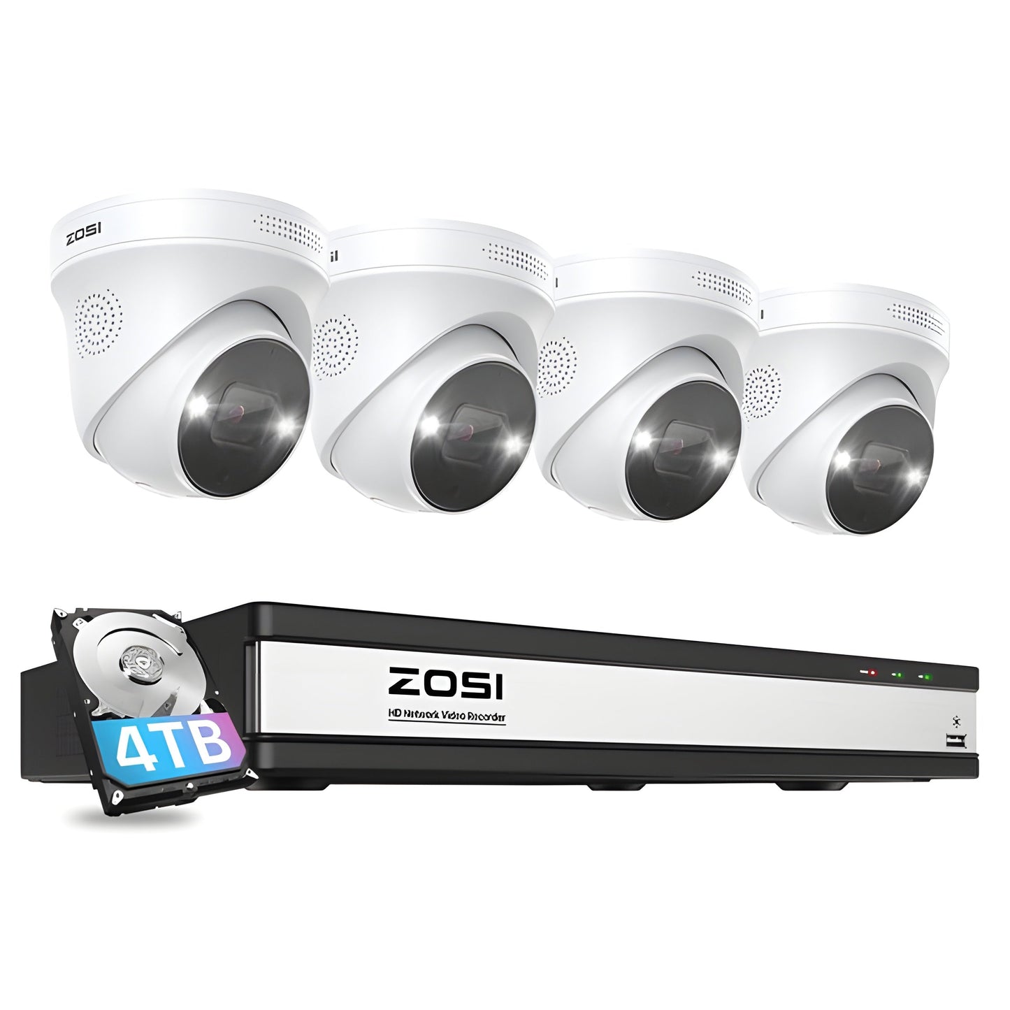 Zosi C225 4K 4 Camera 16CH PoE NVR Security System + 4TB Hard Drive - C225 4K 4111