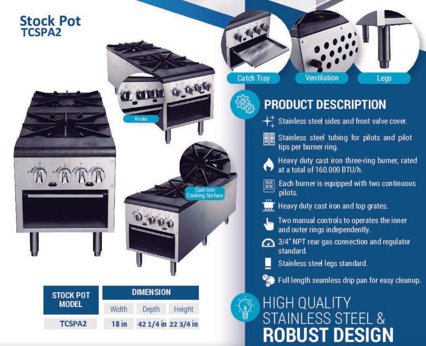 Chef AAA - Commercial 2 Burner Stock Pot Range - TCSPA2