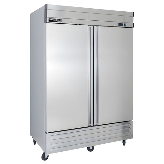 Maxx Cold V-Series 2 Door Reach-In Freezer, Bottom Mount, in Stainless Steel - MVF-49FDHC