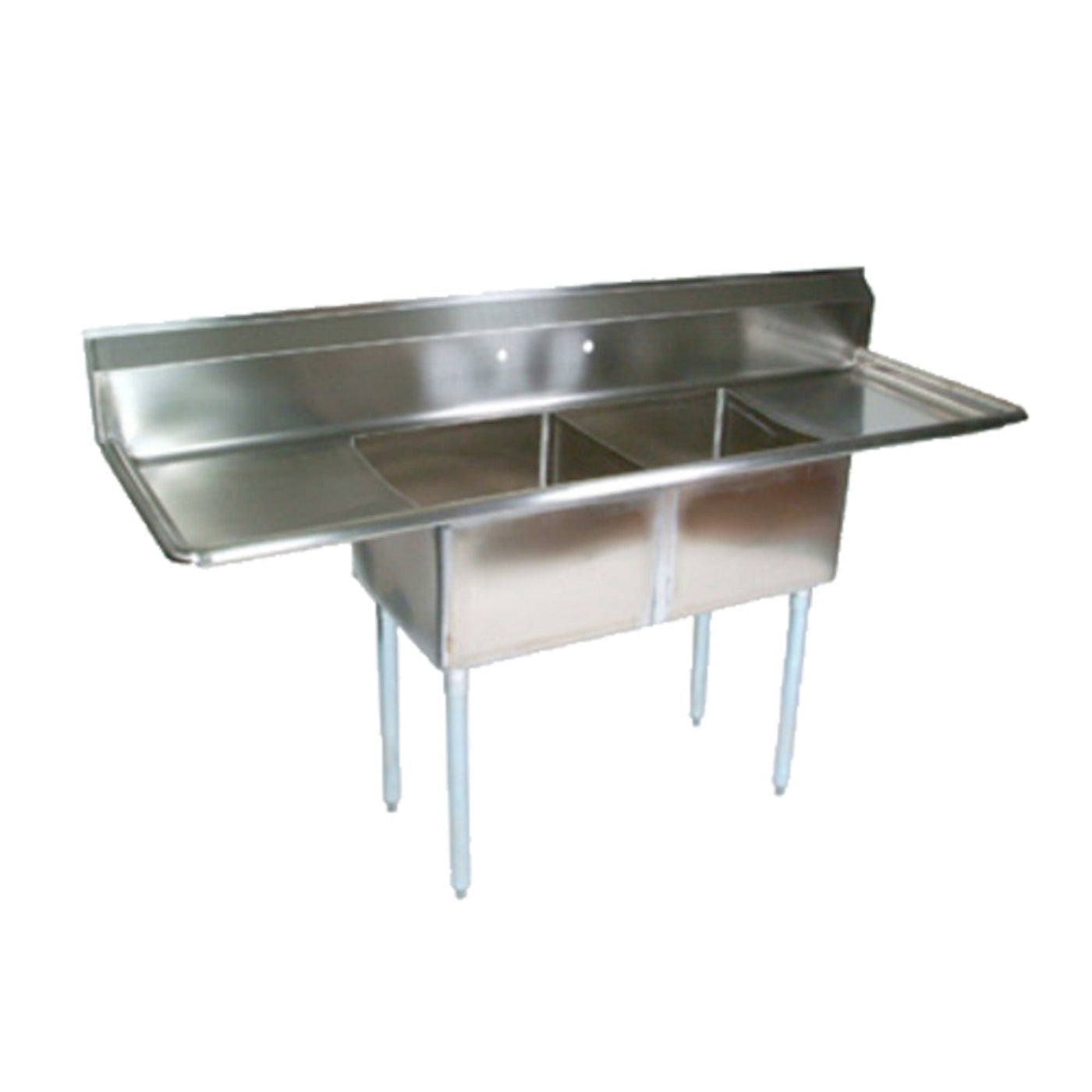 John Boos E2S8-1620-12T18 Two-Compartment E-Series Sink with 18" L&R Drainboards