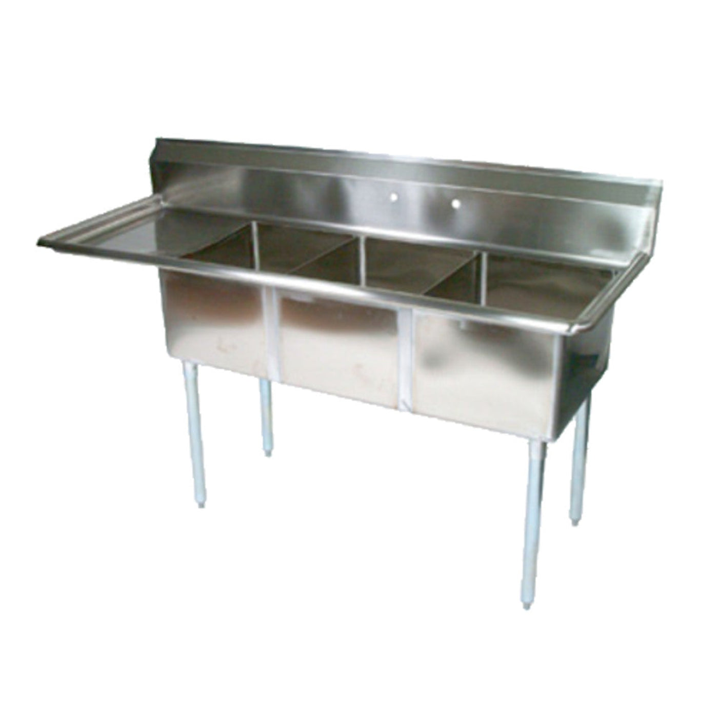John Boos Three-Compartment E-Series Sink, 24" Left Drainboard - JBE3S8182414L24