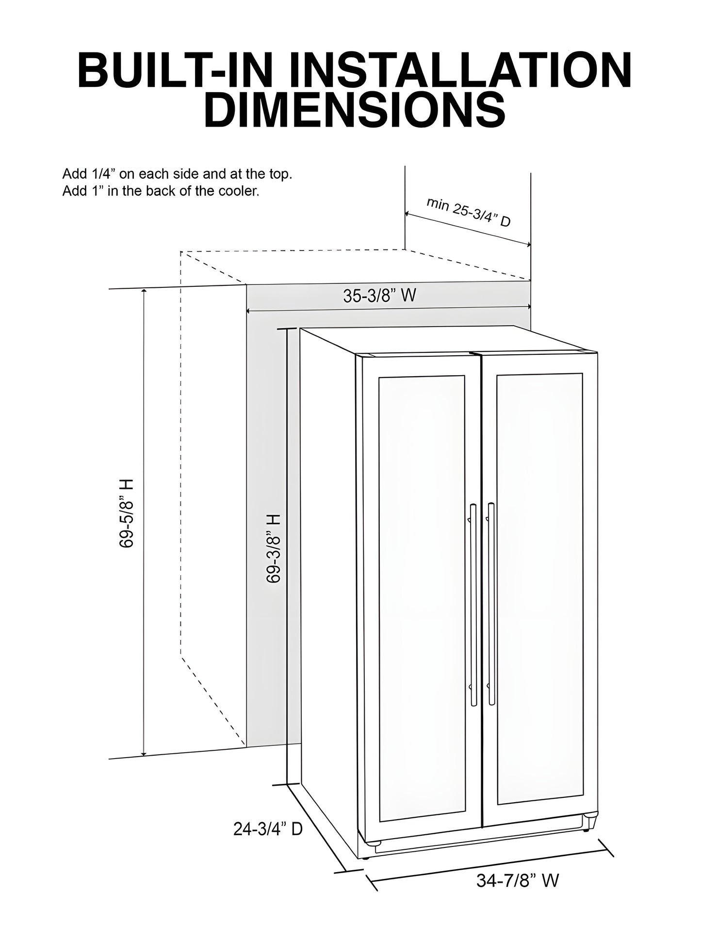 Vinotemp 36-Inch Double Door Wine Cooler - EL-36TD180