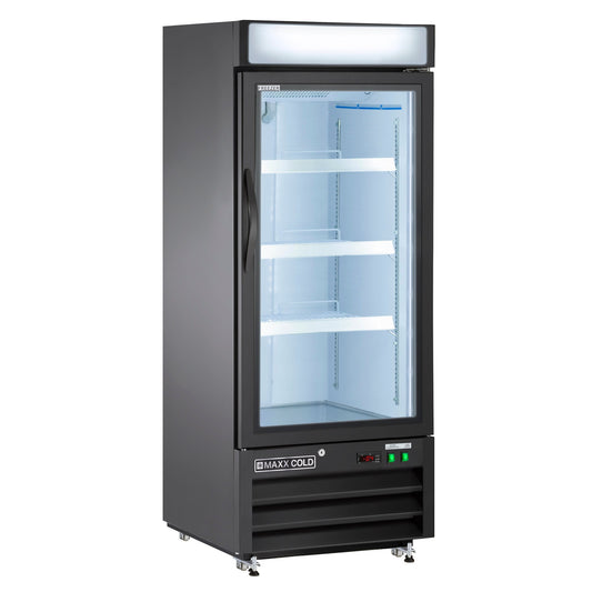 Maxx Cold Single Glass Door Merchandiser Freezer, Free Standing, 25"W, 12 cu. ft. Storage Capacity, in Black - MXM1-12FBHC