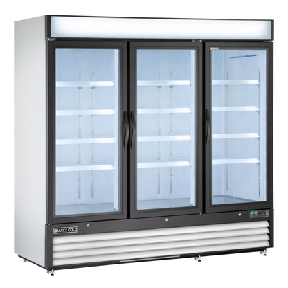 Maxx Cold Triple Glass Door Merchandiser Freezer, Free Standing, 81"W, 72 cu. ft. Storage Capacity, in White - MXM3-72FHC