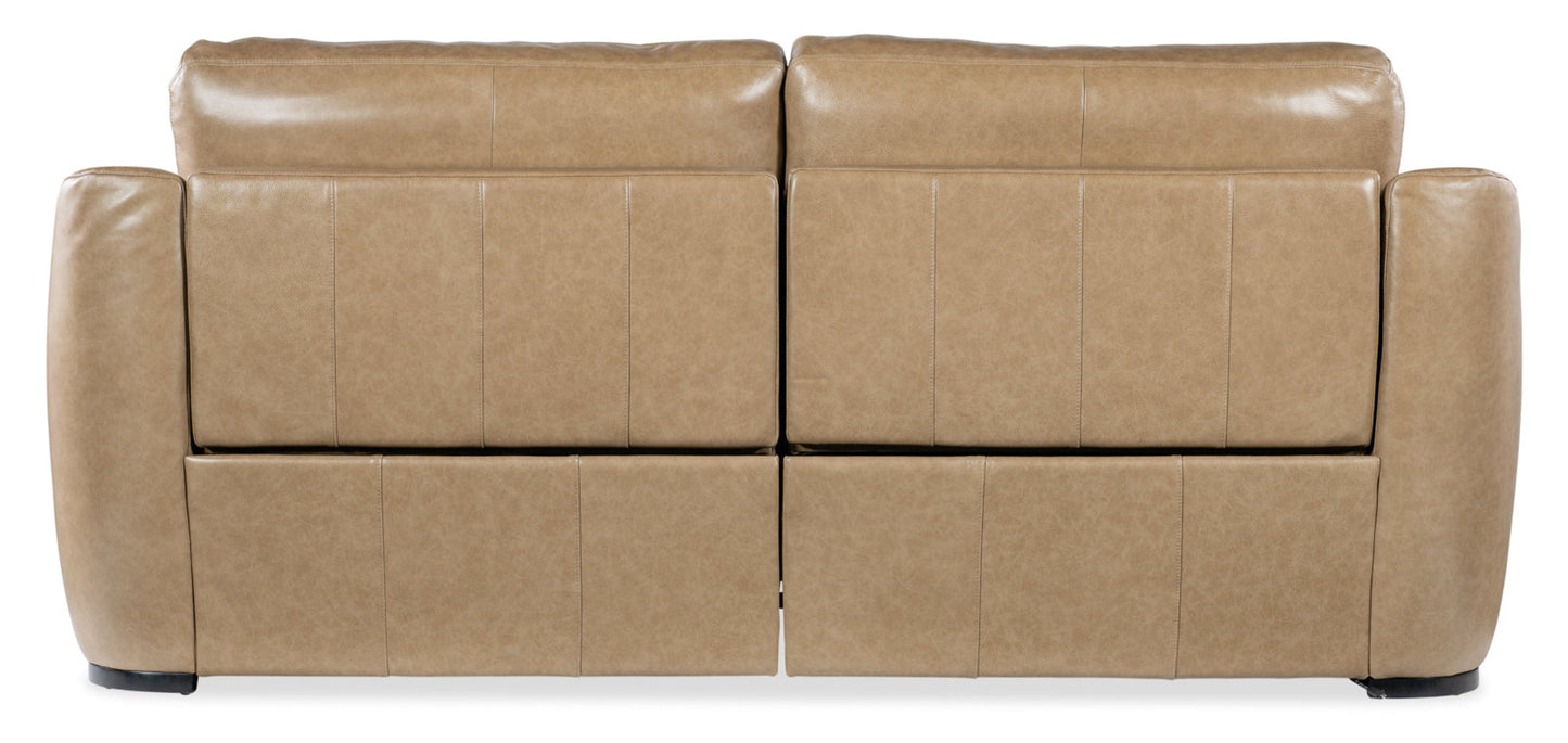 Modway Furniture Wayward Power Sofa - Luxurious Power Recline & Adjustable Headrest in Latte Leather for Relaxation