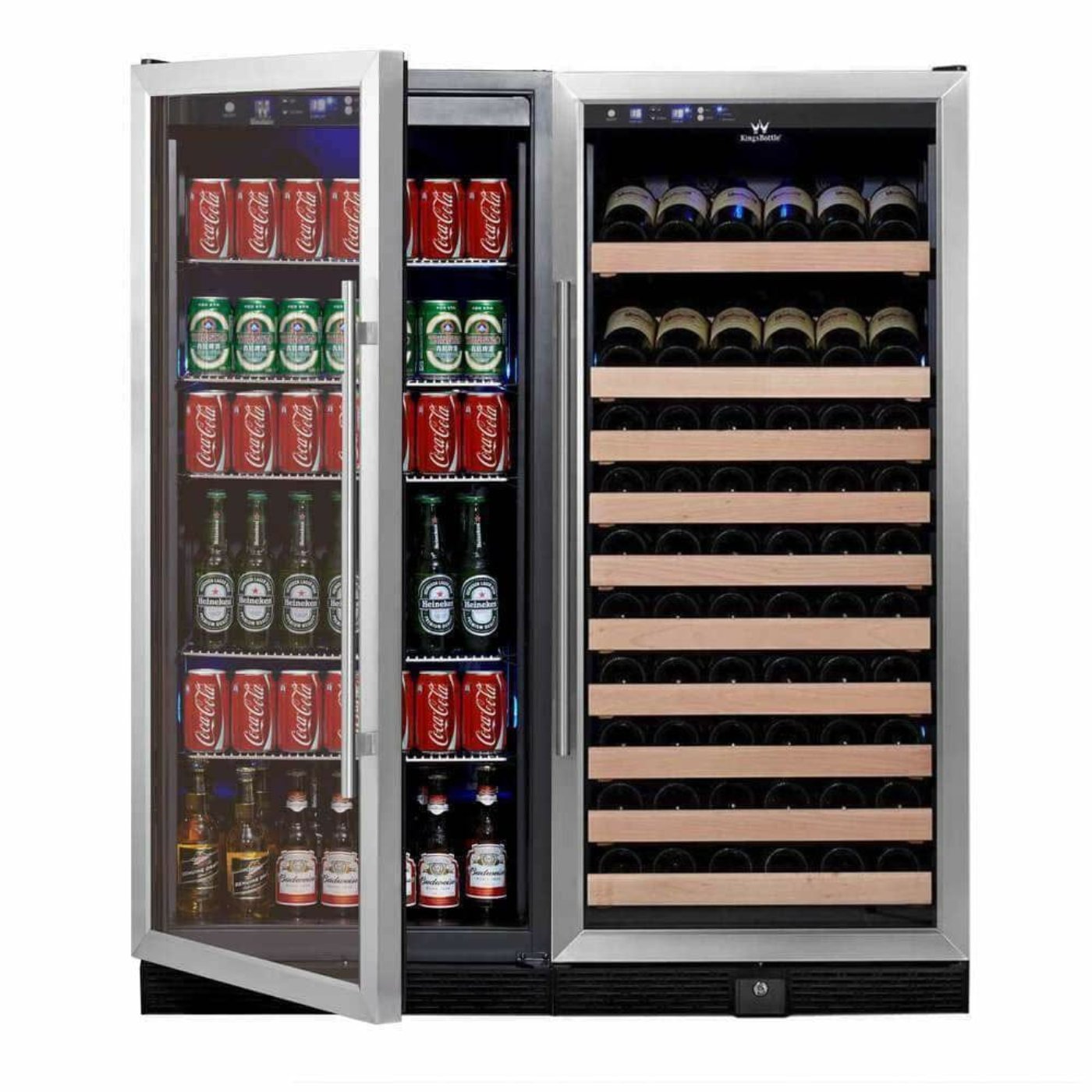Kings Bottle 72" Large Wine And Beverage Cooler Drinks Combo With Clear Door - KBU170BW2