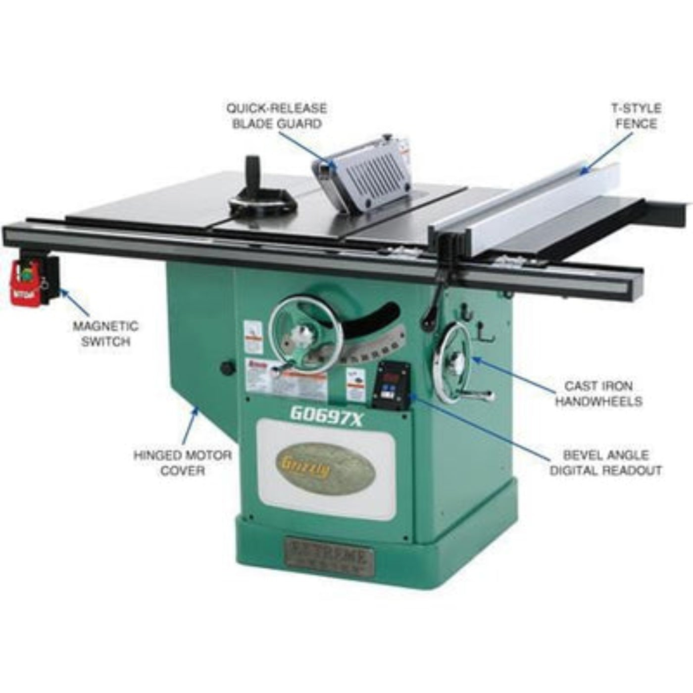 U.S Industrial Grizzly Industrial 12" 7-1/2 HP 3-Phase Extreme Series® Table Saw