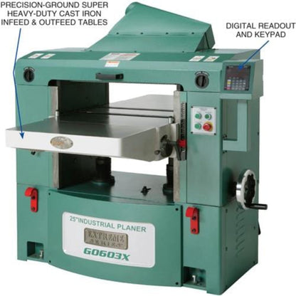 U.S Industrial Grizzly Industrial 25" 15 HP 3-Phase Extreme-Series Planer w/ Helical Cutterhead - G0603X