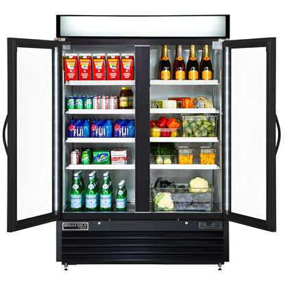 Maxx Cold V-Series Double Glass Door Merchandiser Refrigerator, in Black - MVMR48B