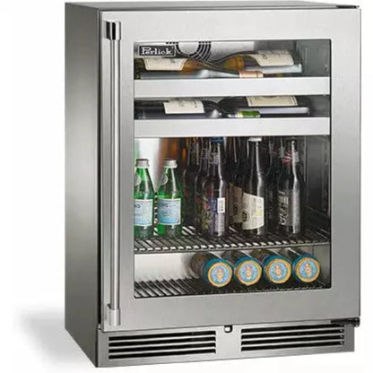 Perlick 24" Undercounter Outdoor Beverage Center with 10 Bottle and 41 Can Capacity, Stainless Steel Glass Door - HH24BO-4-3
