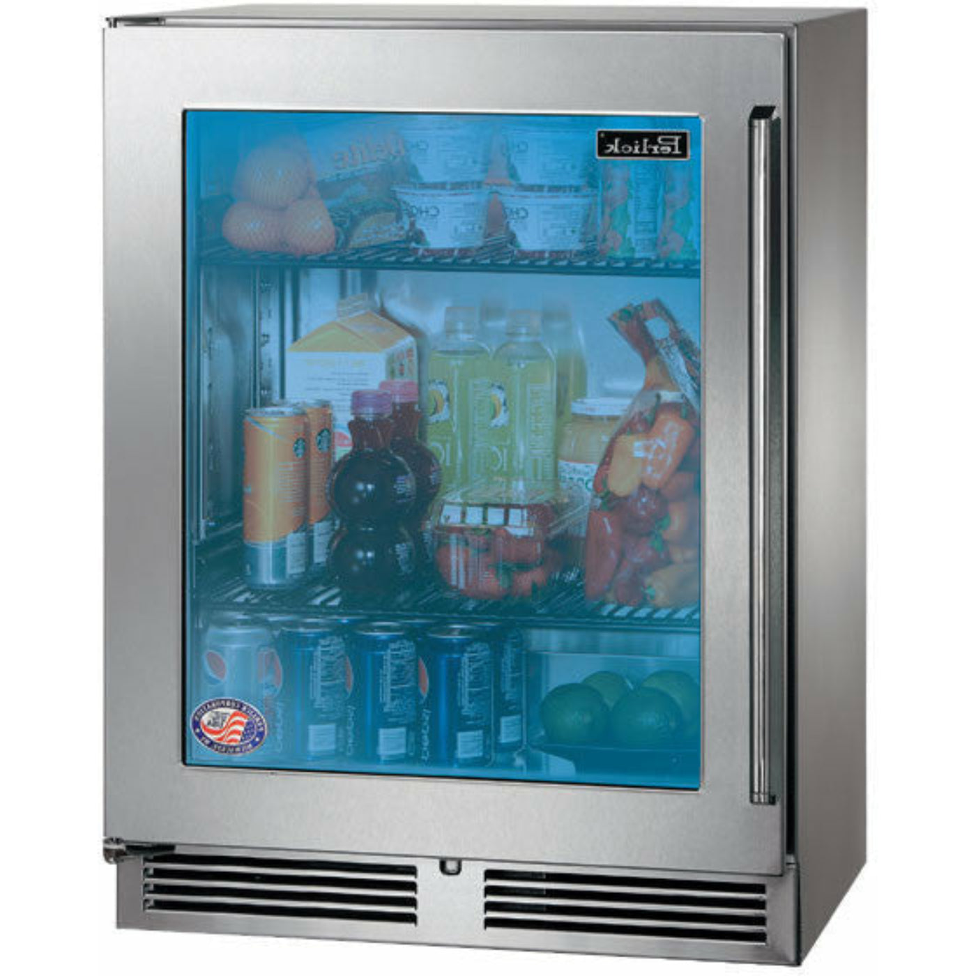 Perlick 24" Refrigerator Stainless Steel Glass Door,  Sottile Sh.Depth (18") Refrigerator - HH24RS-4-3