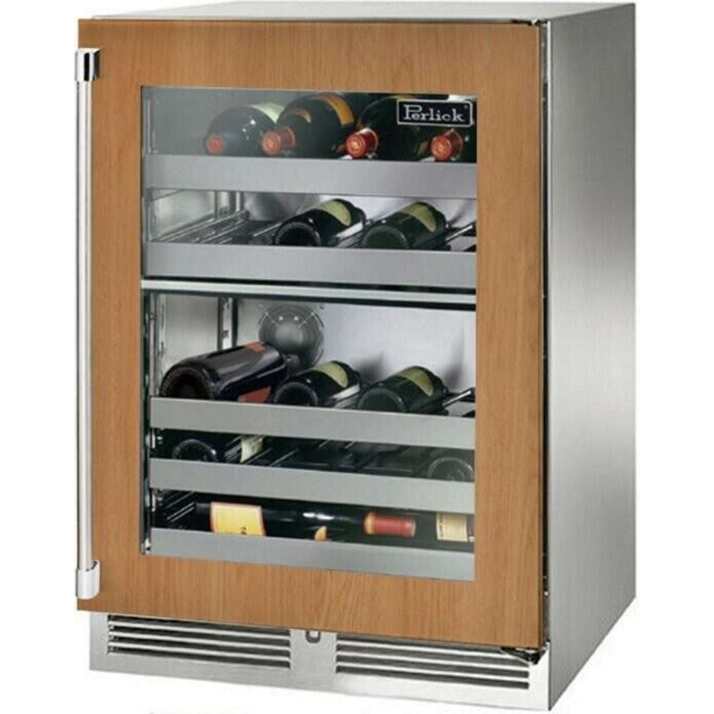 Perlick 24" Dual Zone Wine Reserve with 32 Bottle Capacity,  Panel Ready Glass Door - HP24DO-4-4