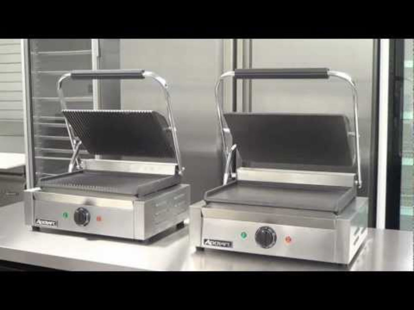 Adcraft Countertop Single Sandwich Grill Grooved Plates - SG-811E 13"