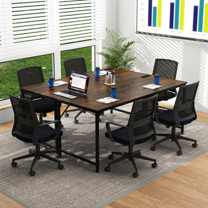 Tangkula 60” Large Computer Desk with Charging Station, Modern Simple Study Writing Desk with Storage Bag - 4*JV11154US-CF